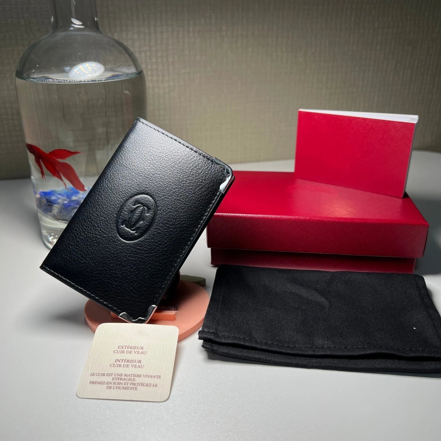 Cartier Must de Cartier Black Calfskin Card Holder with Corner Protectors