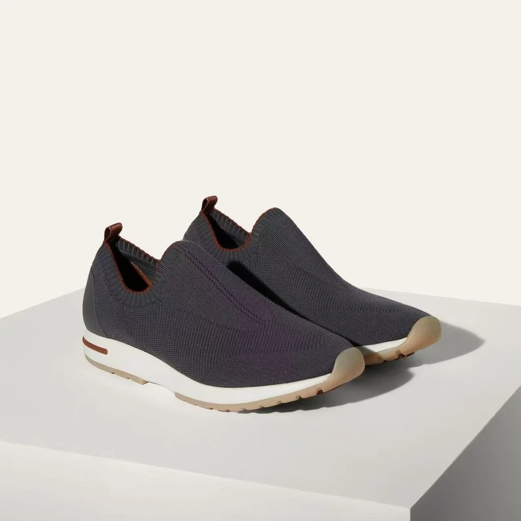 Men's Knit Slip-on Sneaker with White Midsole and Gum Toe Cap