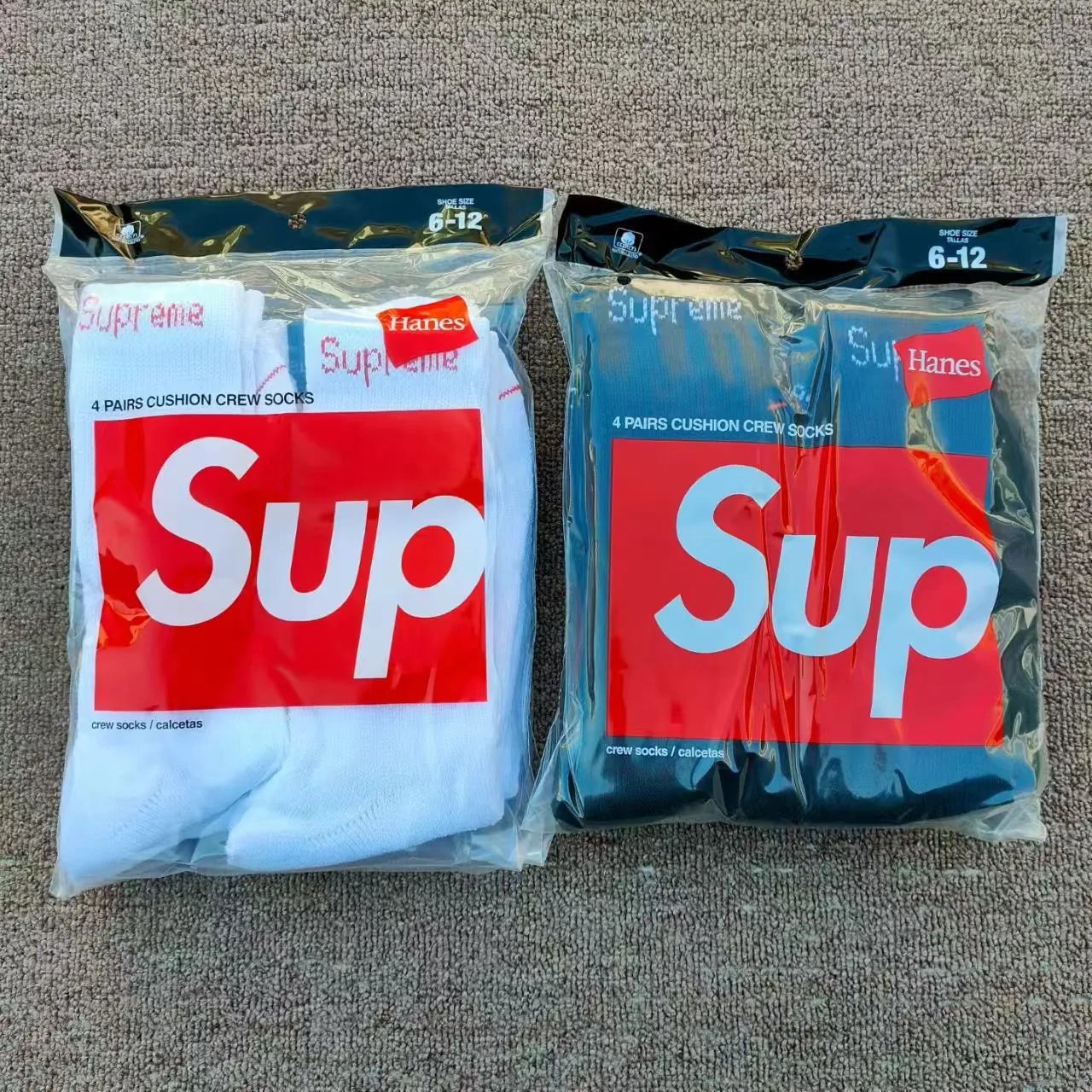 Supreme Hanes 4 Pairs Cushion Crew Socks Multipack