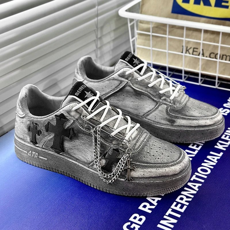 ATR Low Top Sneakers with Black Cross Charms and Chain