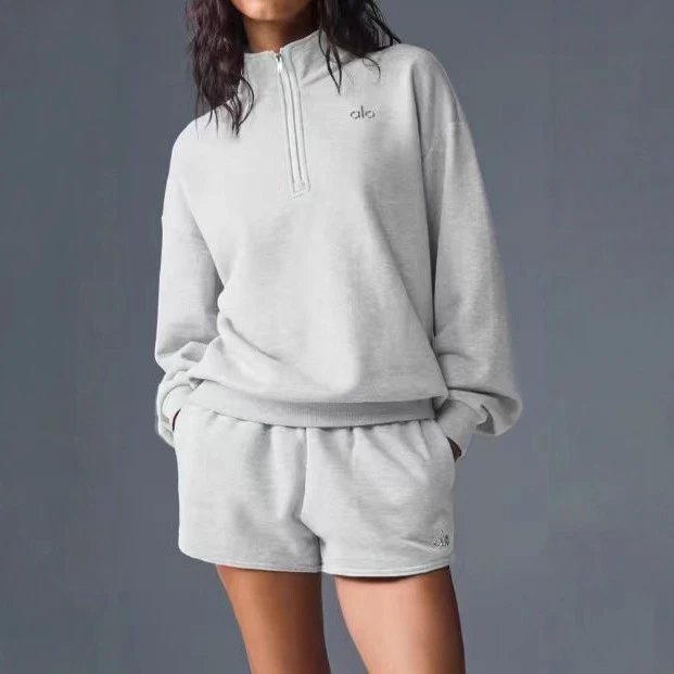 Alo Yoga Women's Quarter-Zip Sweatshirt with Embroidered Logo