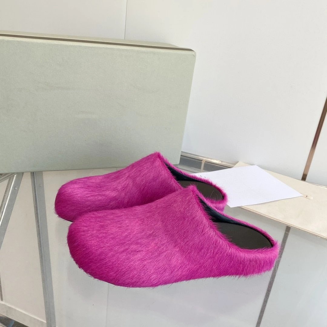 Women's Fuzzy Faux Fur Open Back Mule Slippers