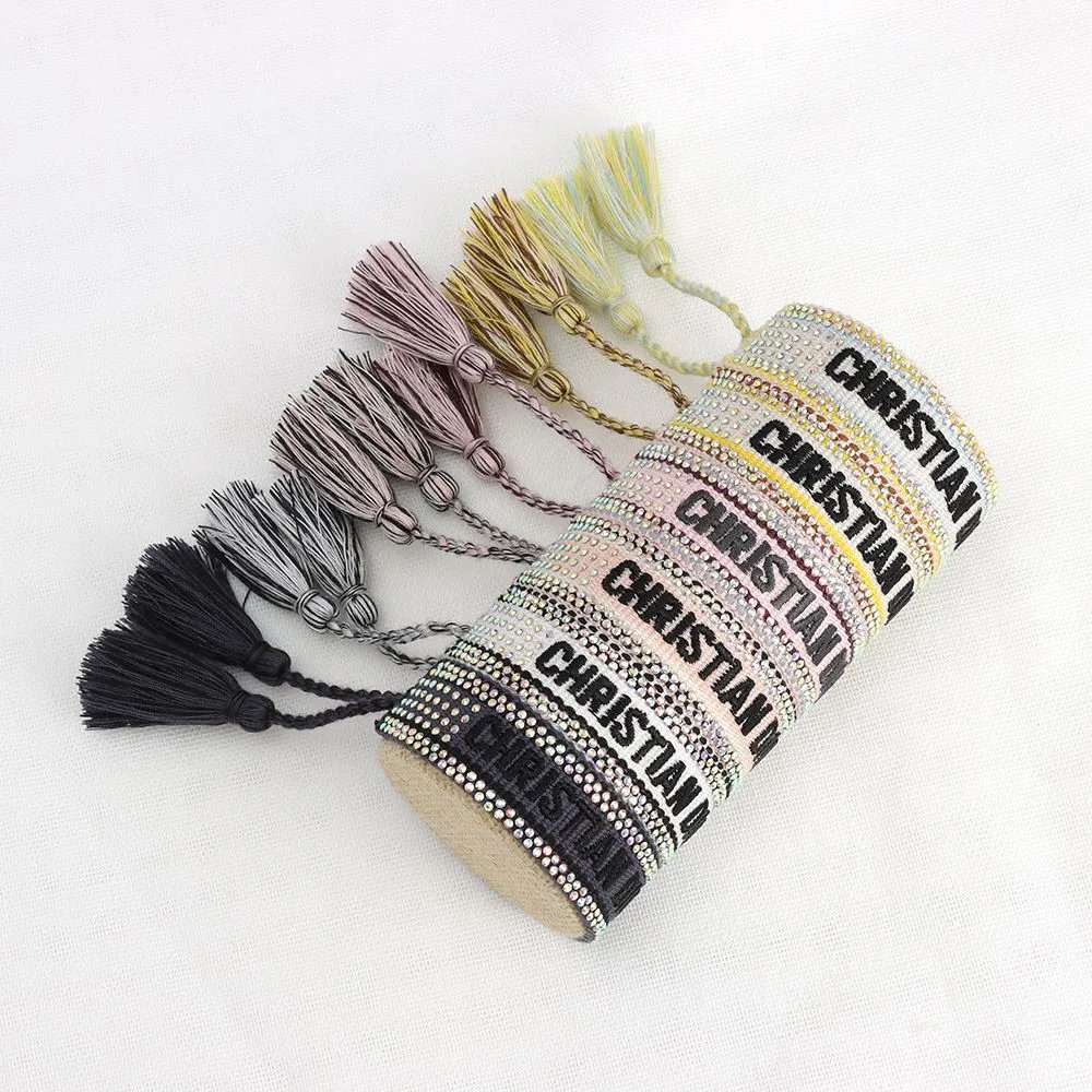Dior J'ADIOR Woven Rhinestone Tassel Bracelet