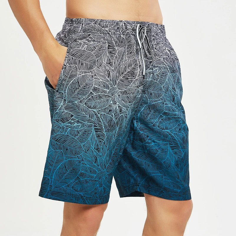 Men's Printed Quick Dry Swim Trunks with Drawstring Waist