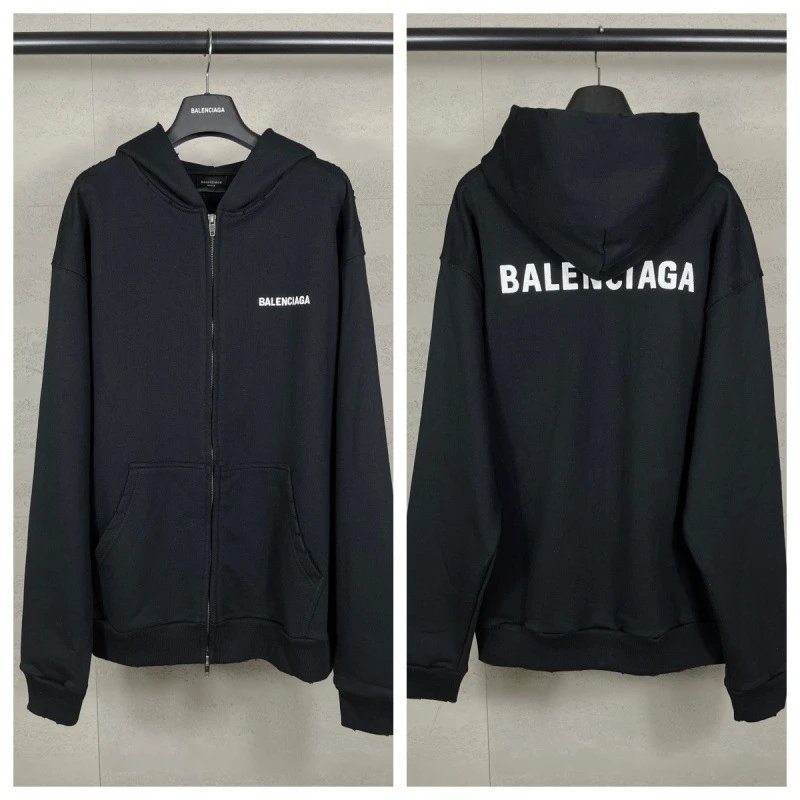 Balenciaga Zip-Up Hoodie with Back Logo Print