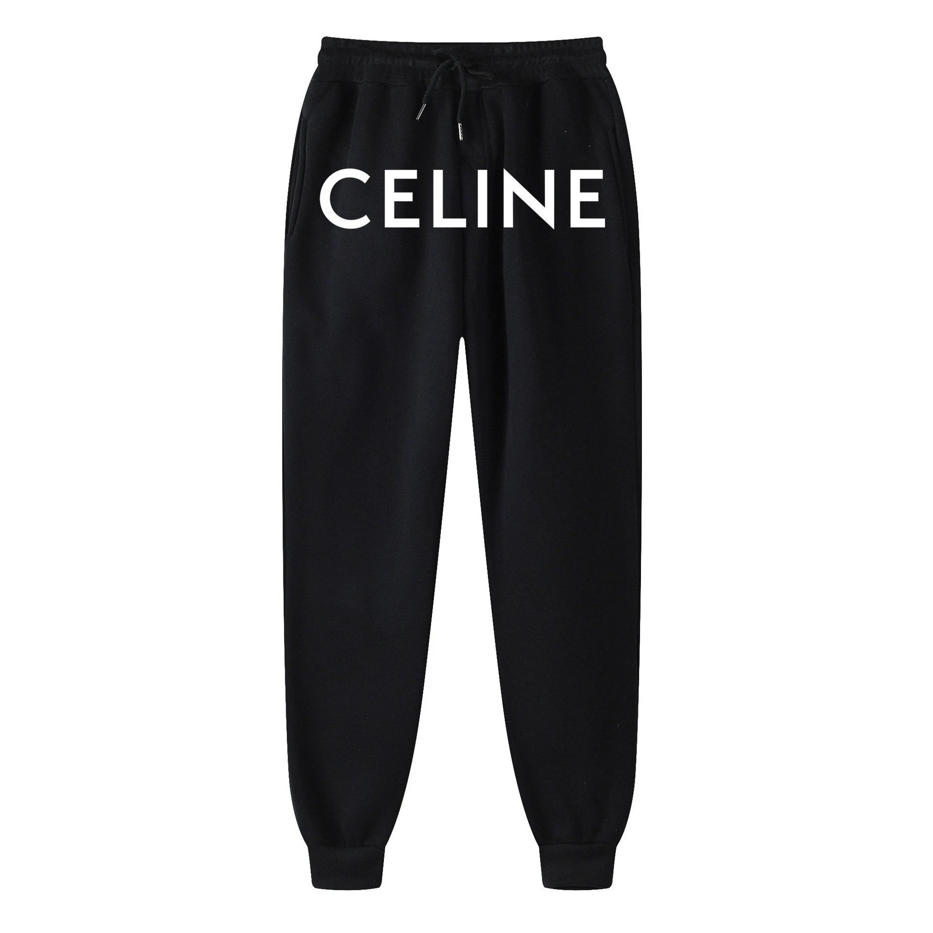 Celine Logo Print Drawstring Waist Jogger Sweatpants