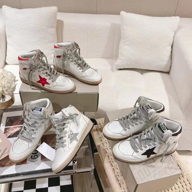 Golden Goose Sky Star High-Top Leather Sneaker with Side Star Patch