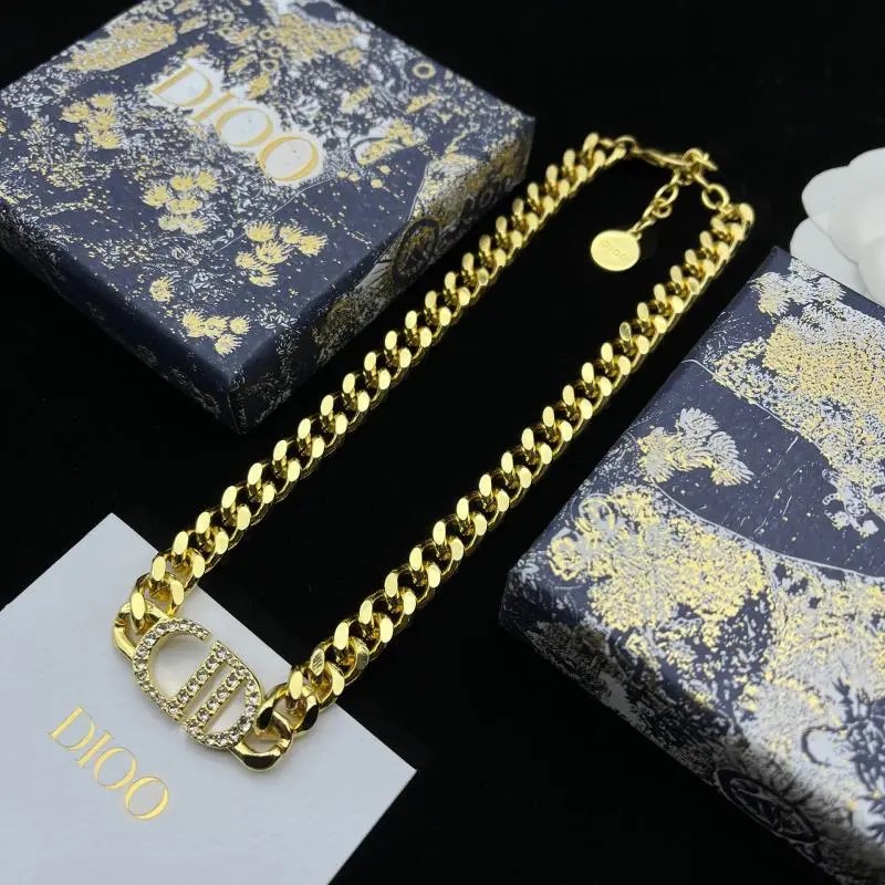 Dior Gold Tone Curb Link Bracelet with Crystal Pav&eacute; CD Charm