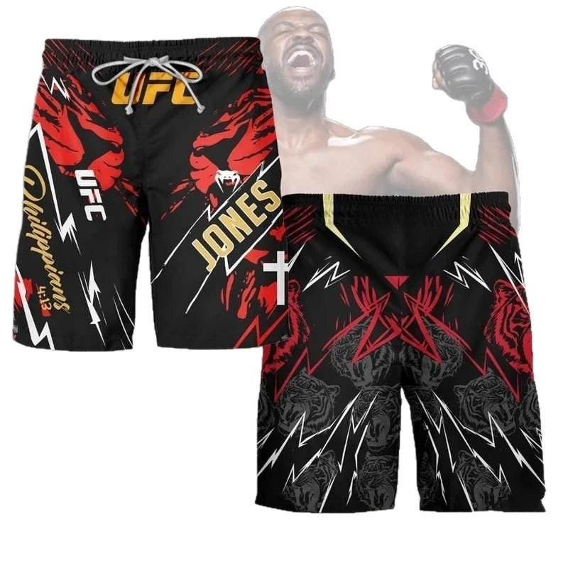 UFC Men's Printed MMA Fight Shorts with Elastic Waist