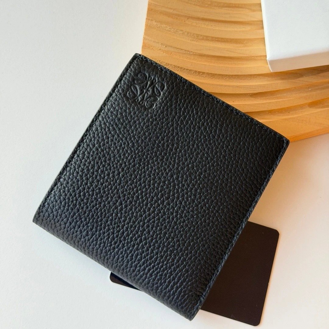 Loewe Men's Pebbled Leather Bifold Wallet with Embossed Anagram