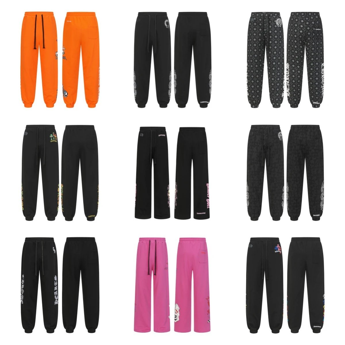 Chrome Hearts Gothic Lettering and Floral Print Sweatpants