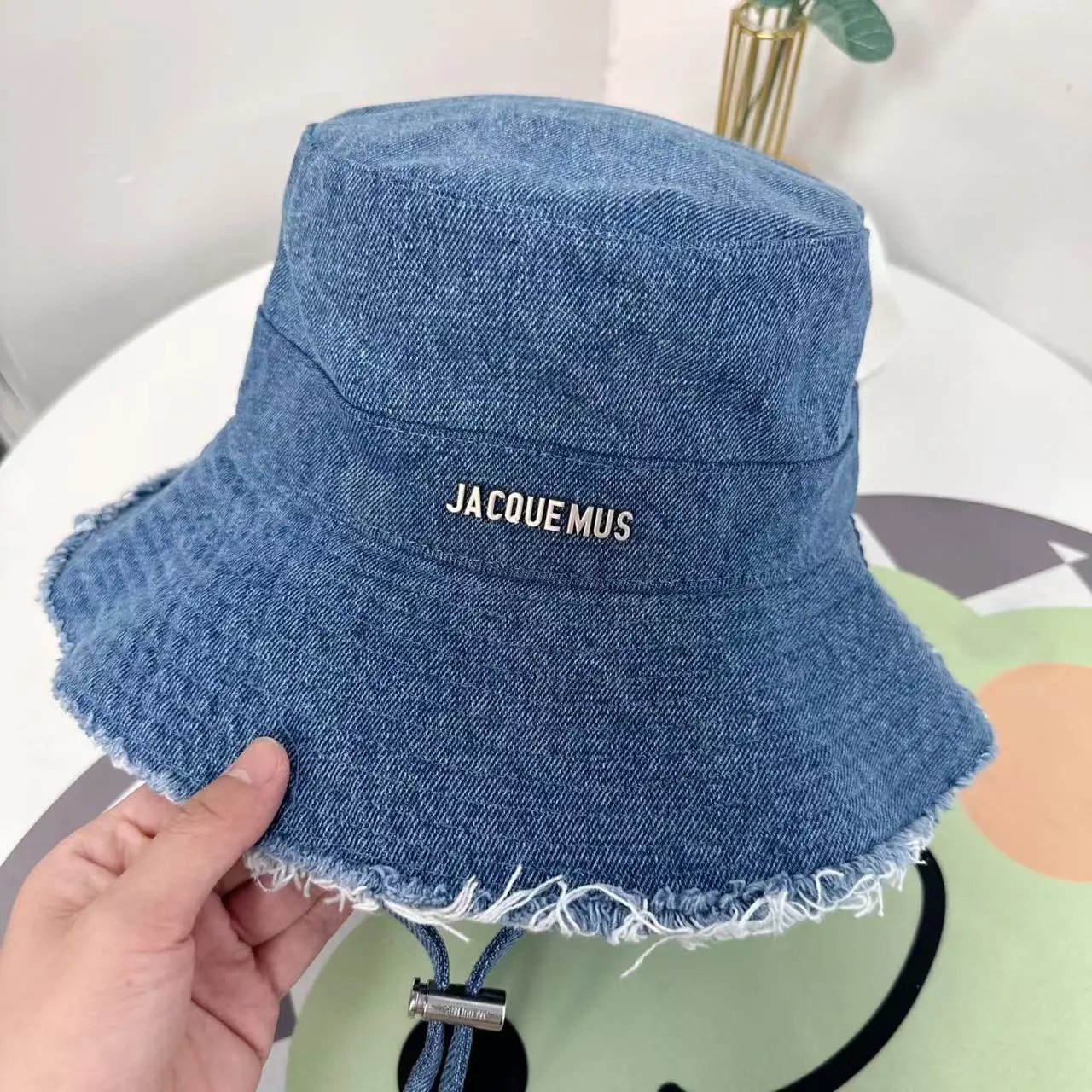 Jacquemus Frayed Edge Bucket Hat with Embroidered Logo