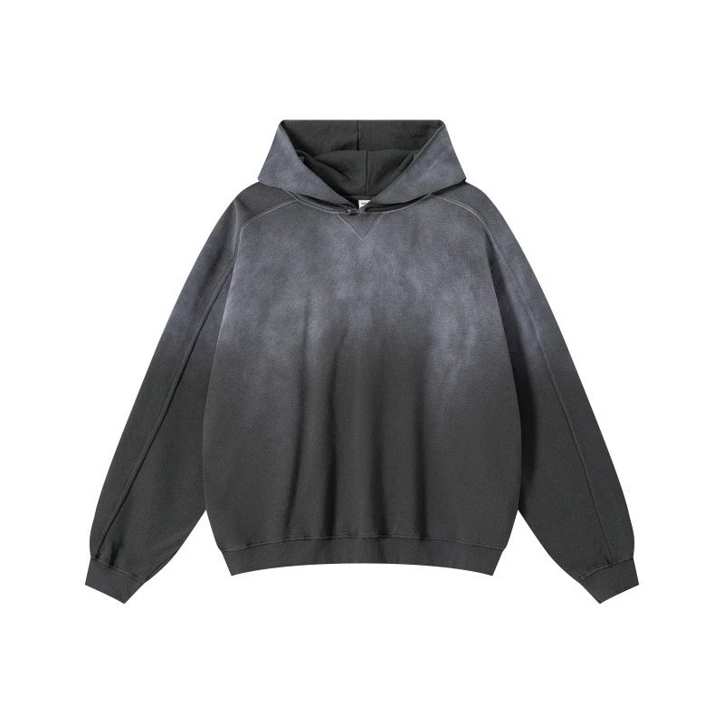 Vintage Acid Wash Pullover Hoodie with Raglan Sleeves