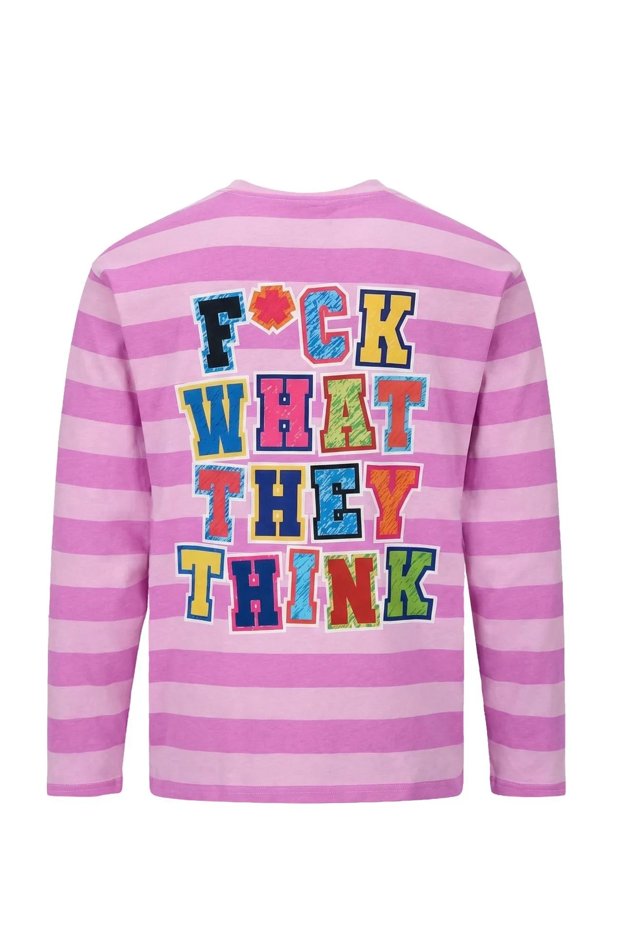 Striped Long Sleeve T-Shirt With Colorful Back Graphic Print