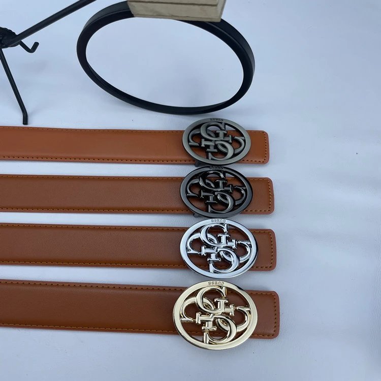 GUESS Men's Leather Belt with Circular 4G Logo Buckle