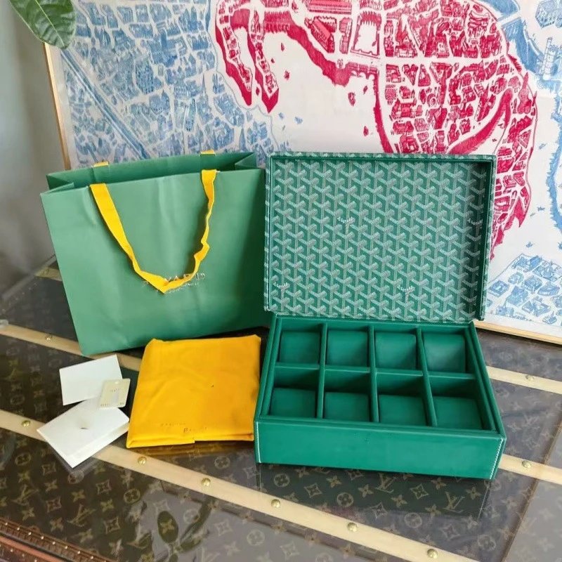 Goyard Chevron Pattern Watch Storage Box with Compartments