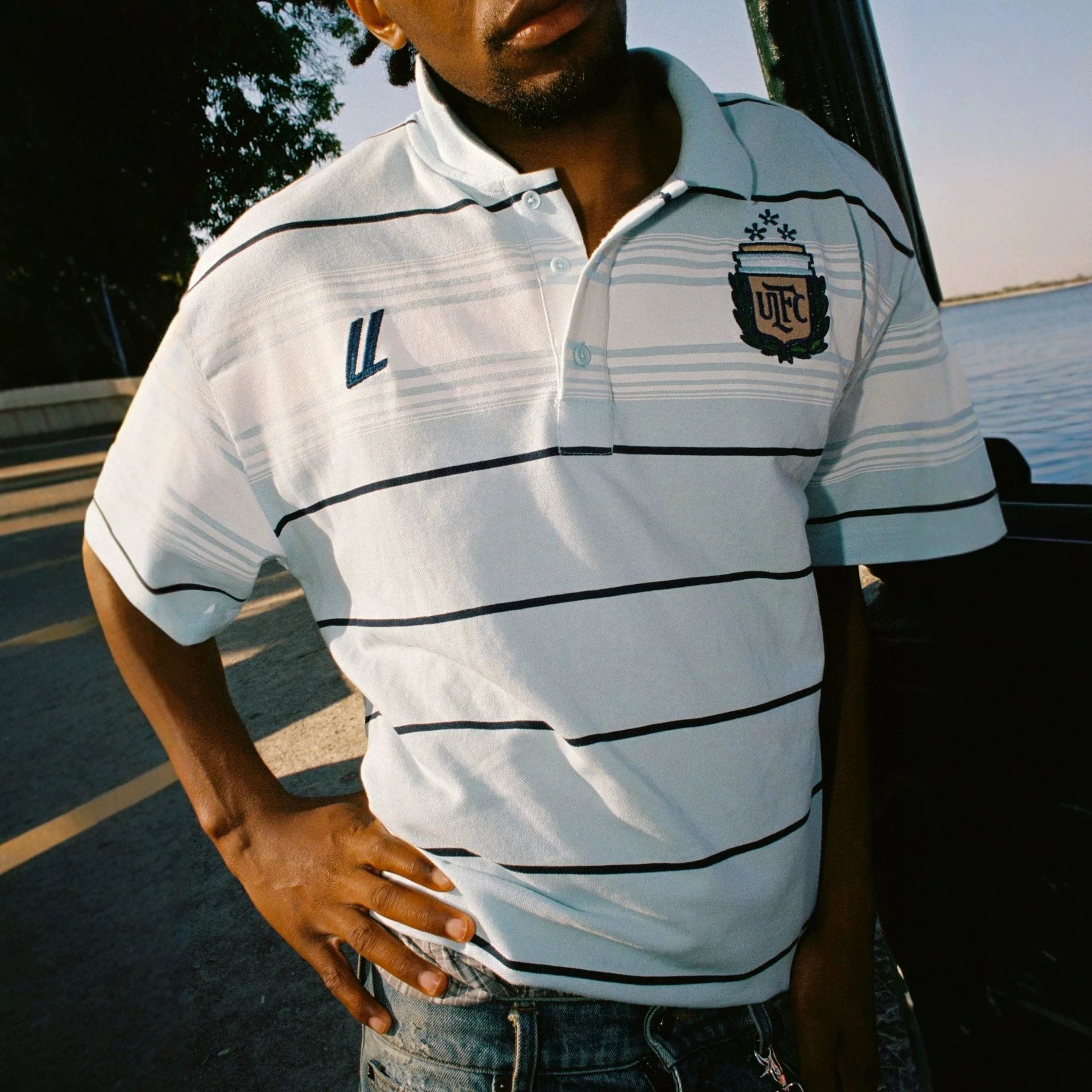 Umbro White Striped Argentina National Team Polo Shirt