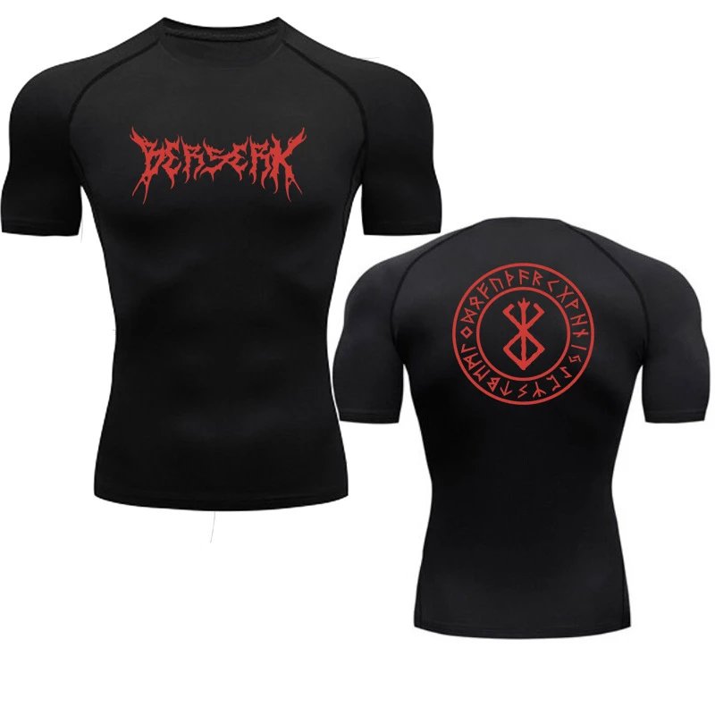 Black Berserk Logo Compression Shirt Short Sleeve Rash Guard