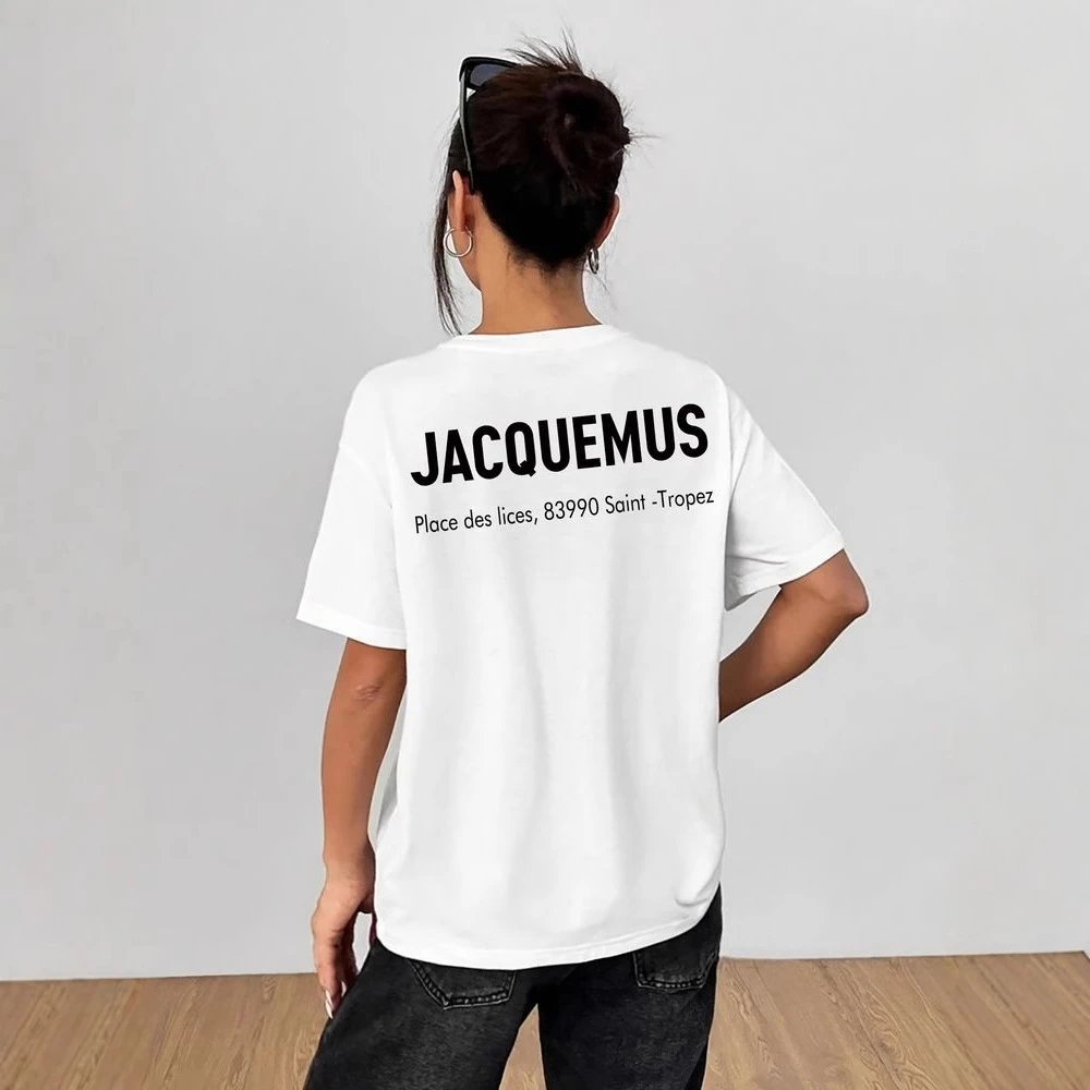 Jacquemus Short Sleeve Cotton T-Shirt with Back Logo Print