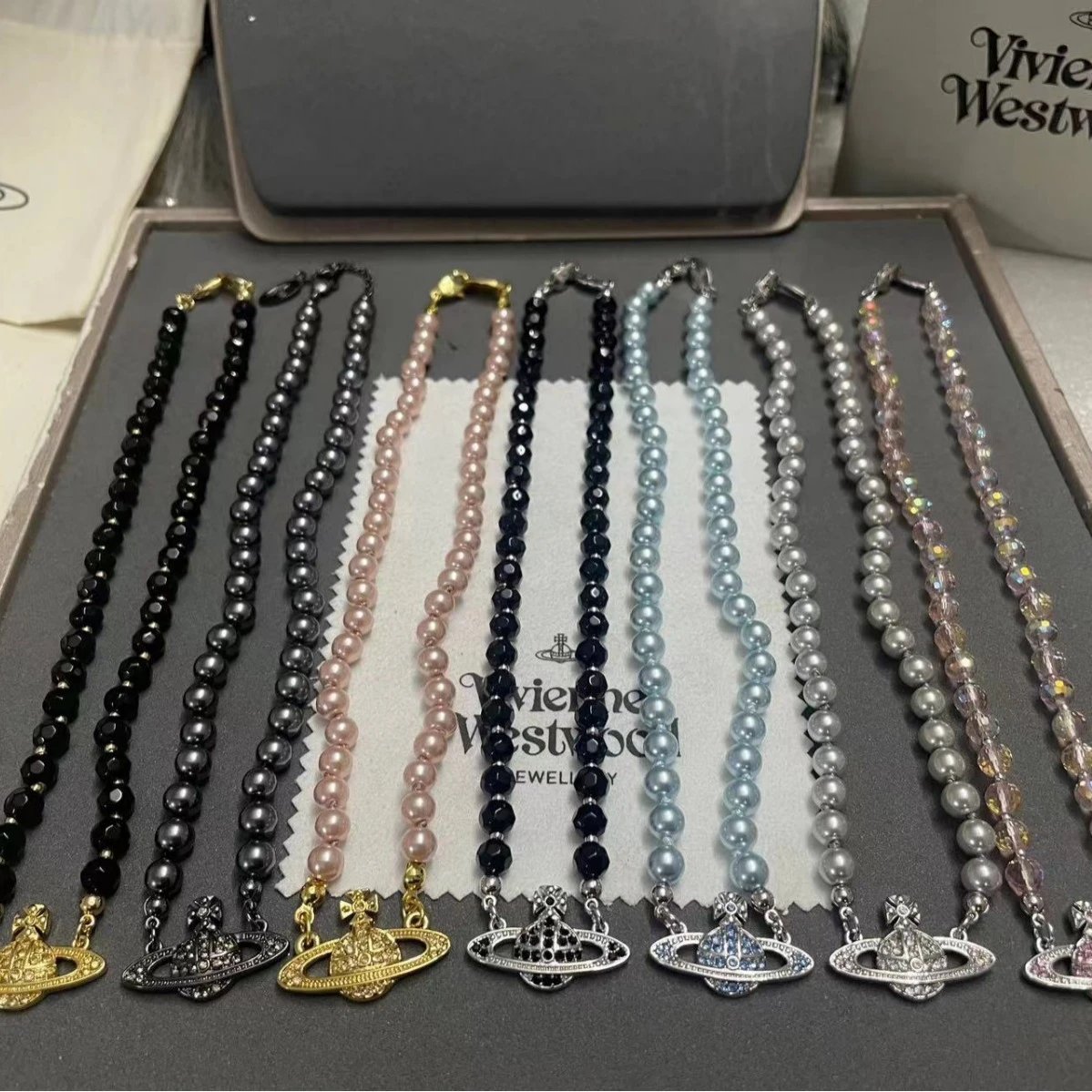 Vivienne Westwood Mayfair Pearl Necklace with Crystal Orb Pendant