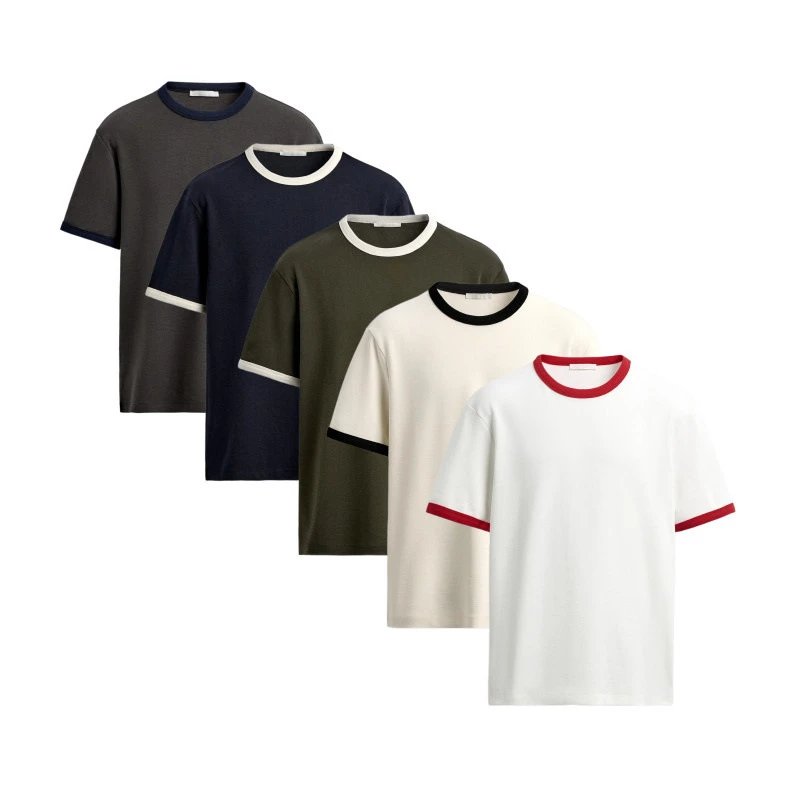 Men's Contrast Trim Ringer Crew Neck T-Shirt