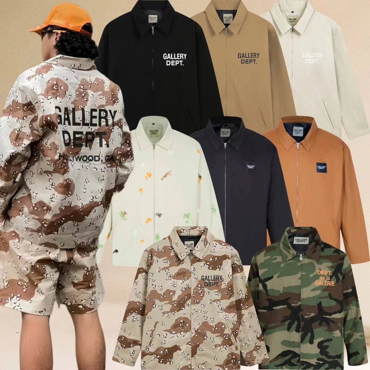 Gallery Dept. Zip-Up Jacket with Back Logo Print