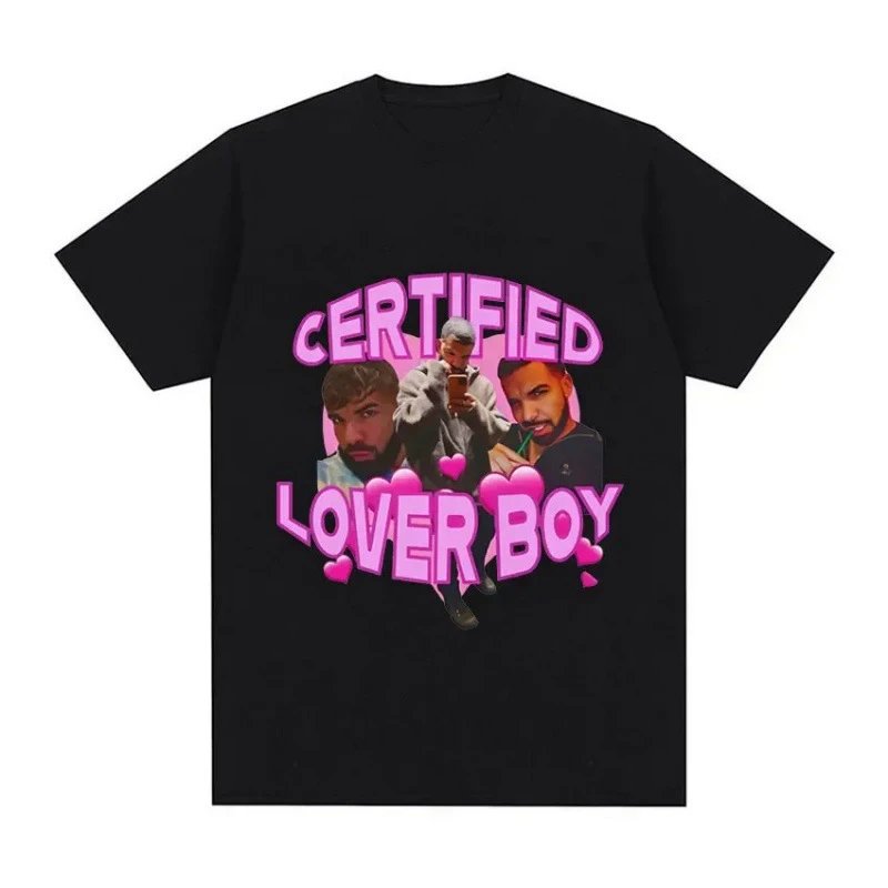 Black Graphic T-Shirt Featuring Certified Lover Boy and Drake Artwork