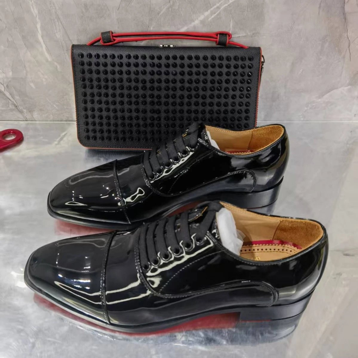 Christian Louboutin Black Patent Leather Cap-Toe Oxford