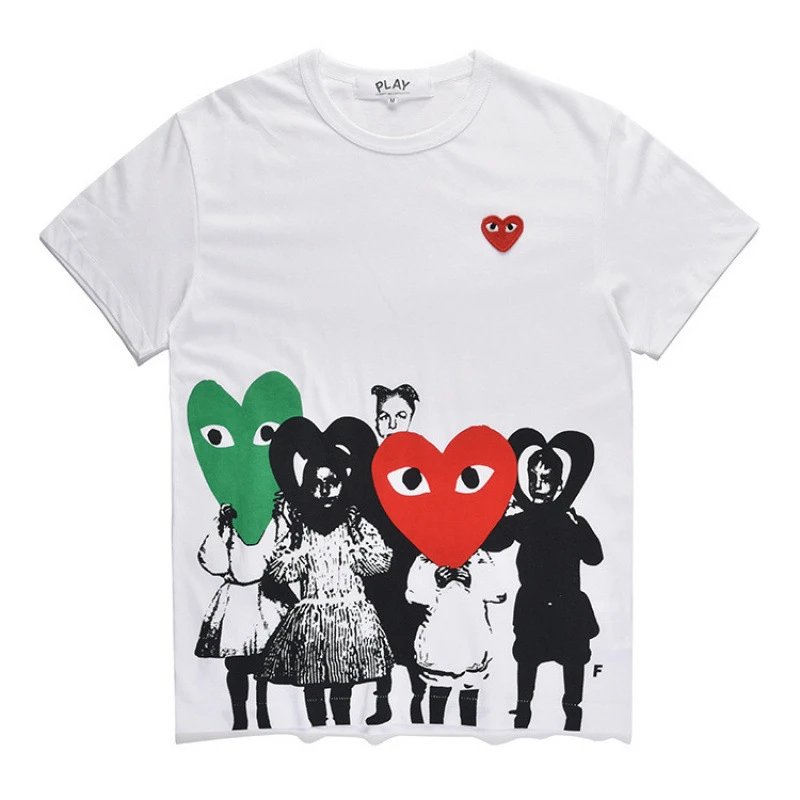 Comme des Gar&ccedil;ons PLAY Graphic Heart Print Cotton T-Shirt