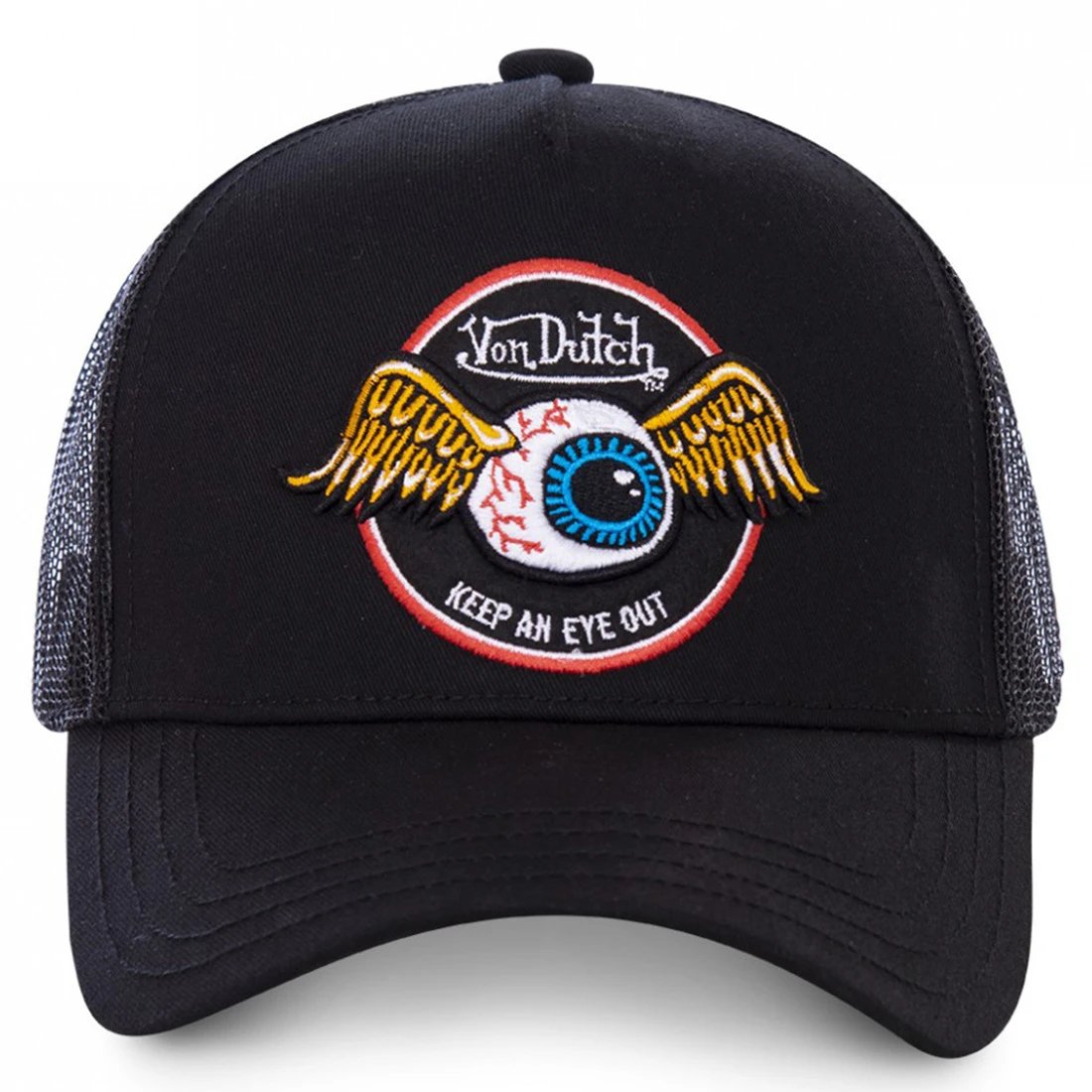 Von Dutch Men's Vintage Style Trucker Hat with Embroidered Patches