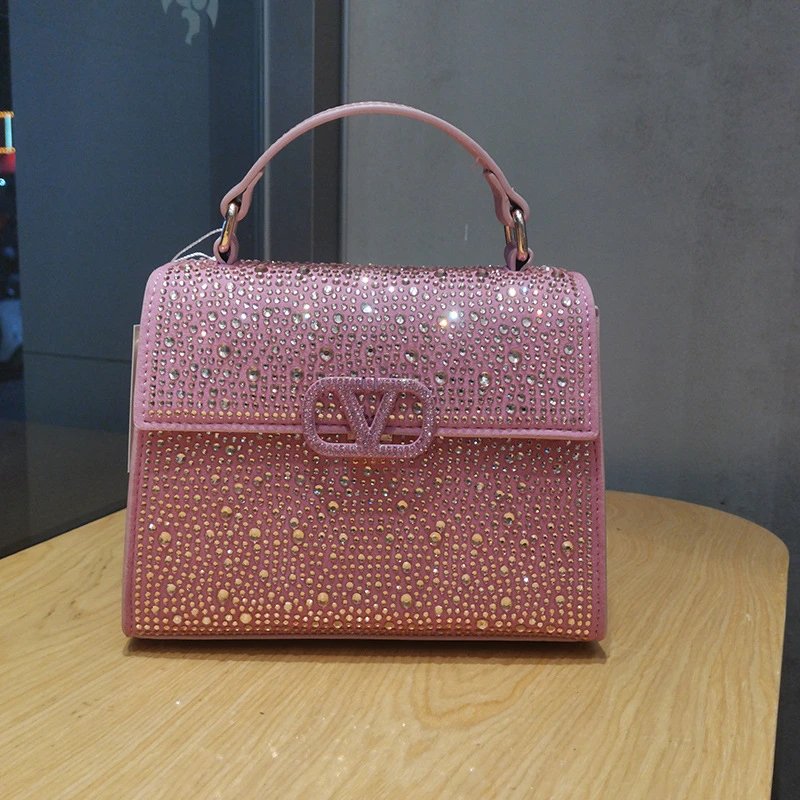 Valentino VLogo Signature Crystal-Embellished Top Handle Bag