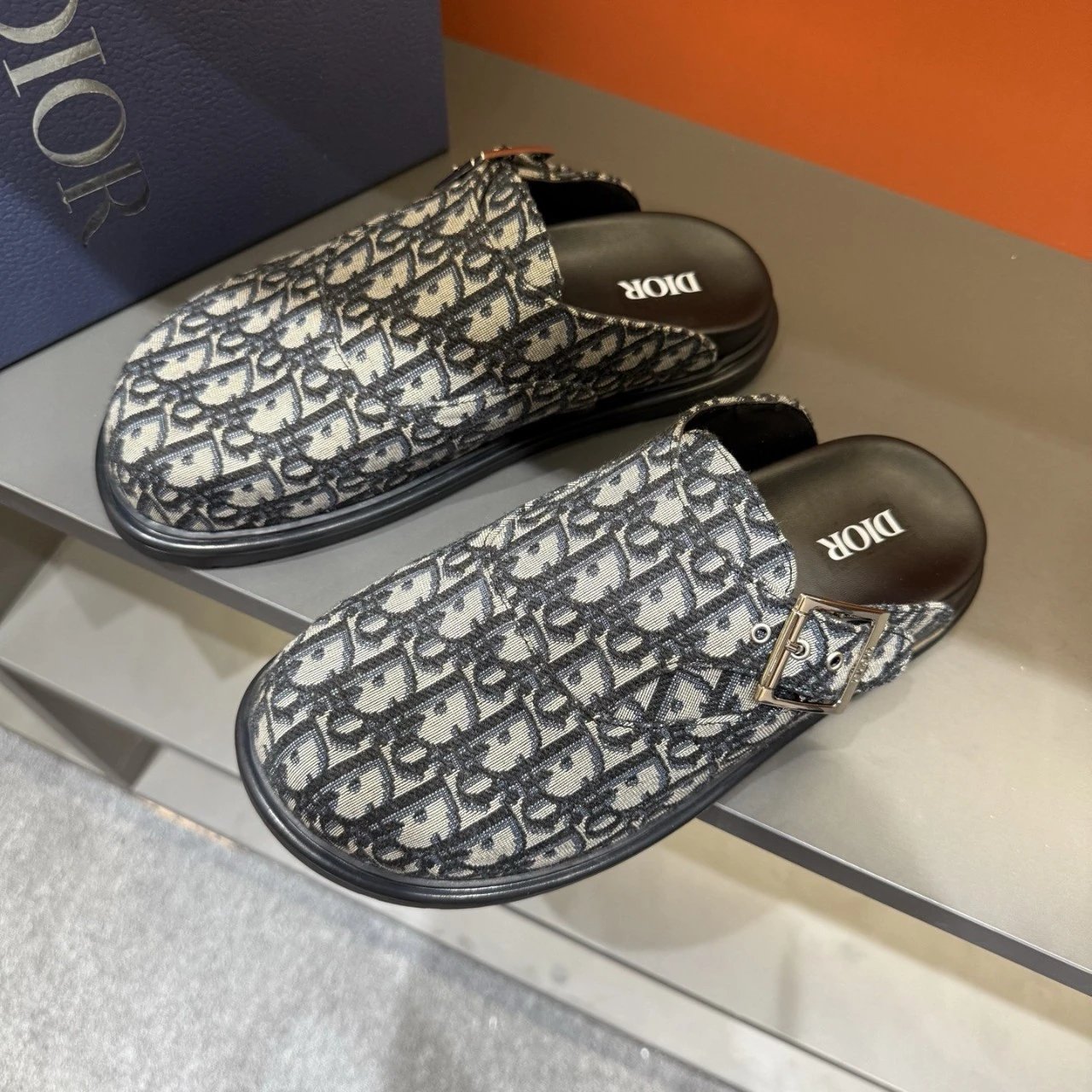 Dior Oblique Canvas Backless Mule Slide with Buckle