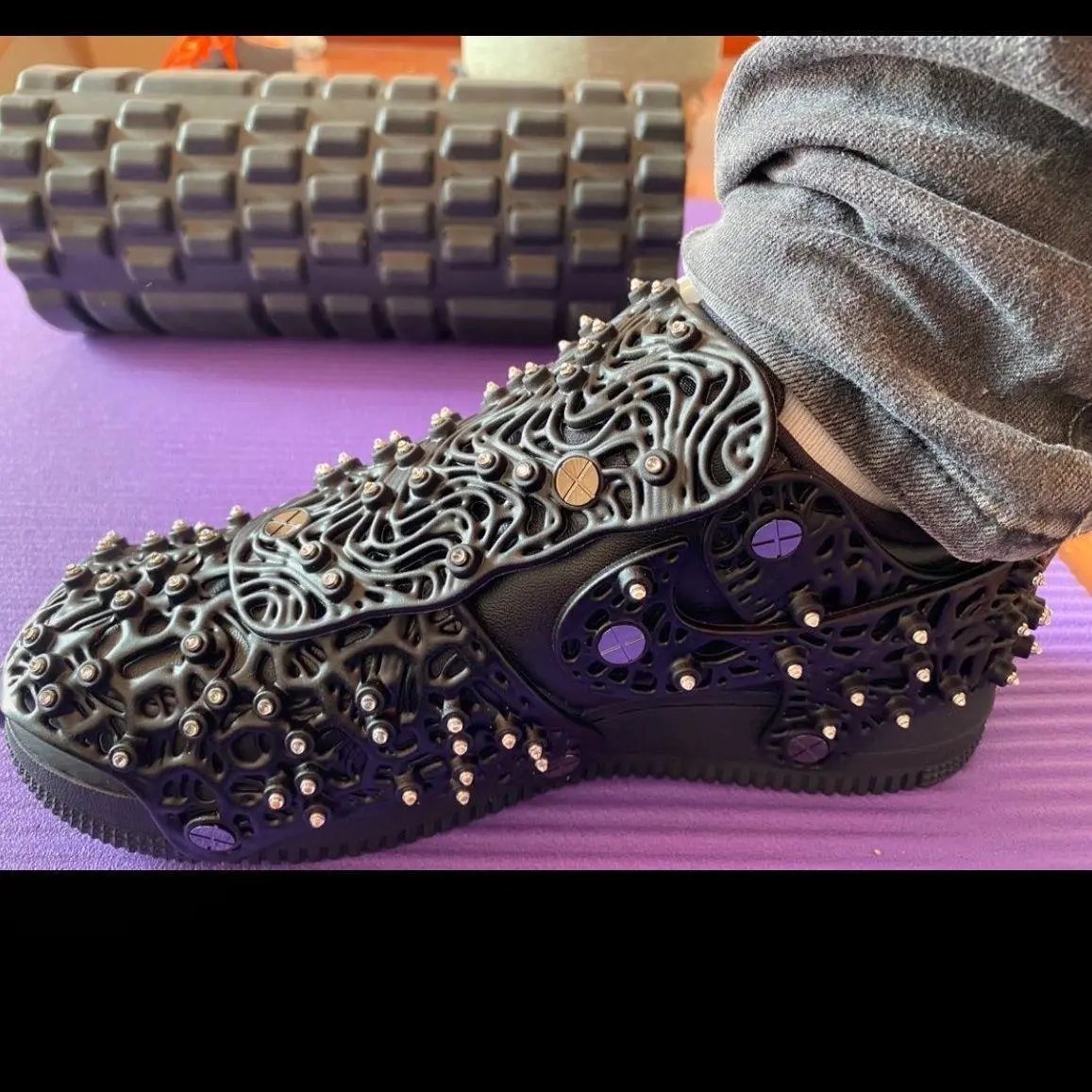 Nike Air Force 1 Low Custom 3D Lattice Overlay Studded Sneakers