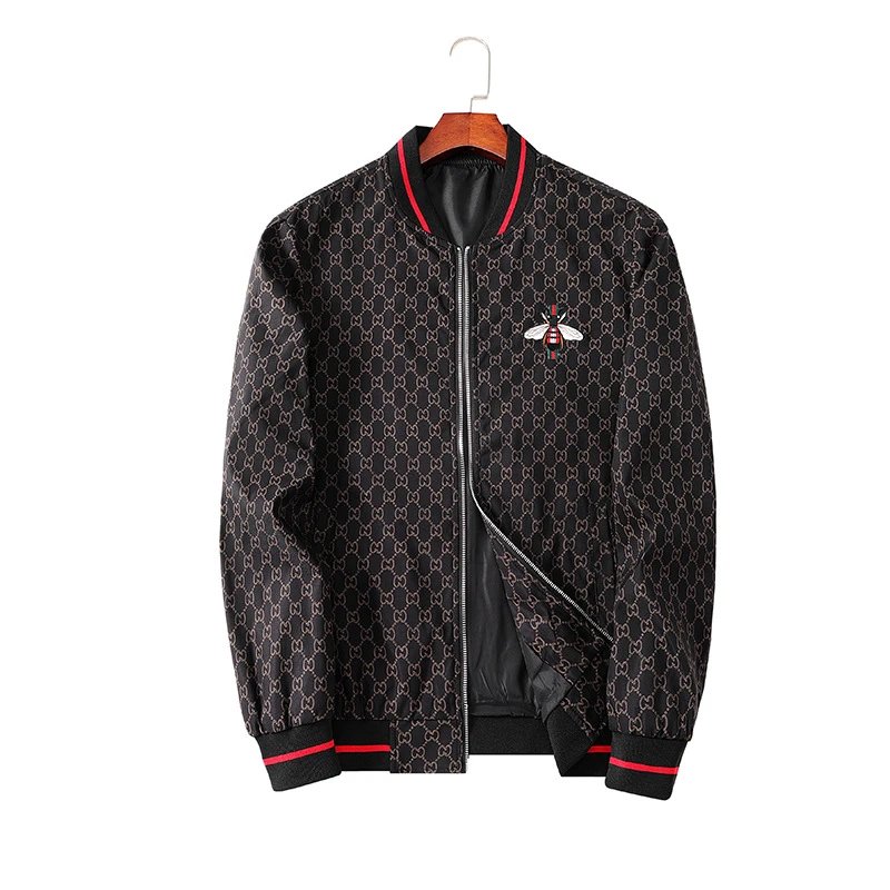 Gucci Reversible GG Monogram Bomber Jacket with Bee Embroidery