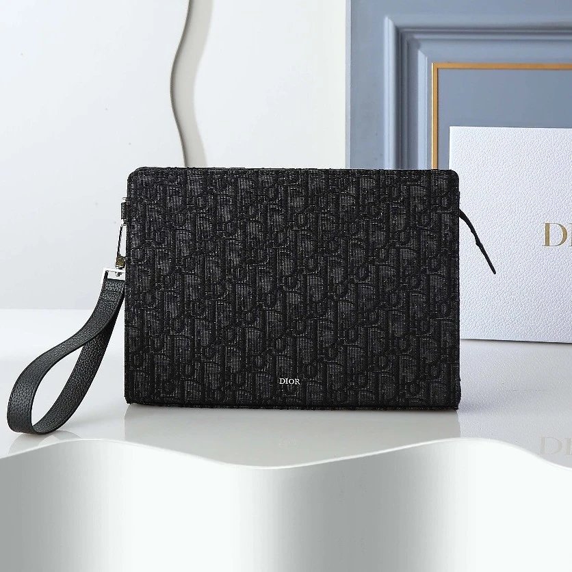 Dior Oblique Zip-around Wristlet Clutch