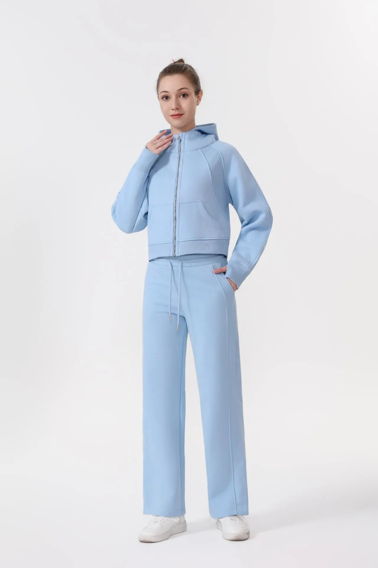 Women's Zip-Up Hoodie and Wide-Leg Pant Lounge Set