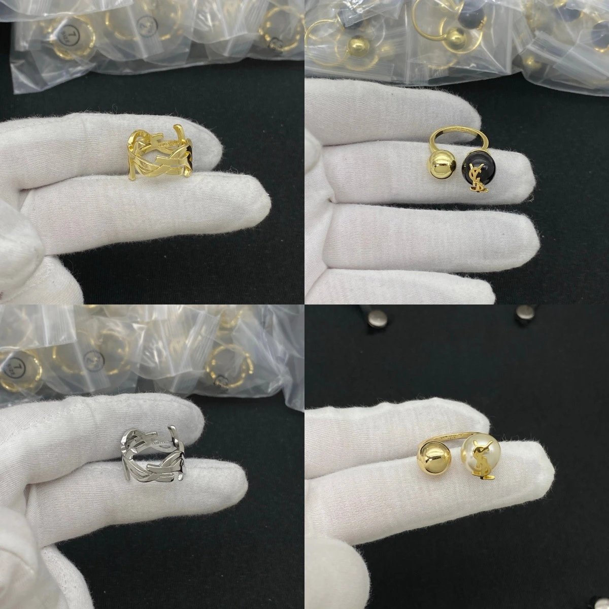 Saint Laurent Cassandre Logo Ring in Gold and Silver Tone