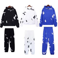 ins style sweatshirt fashion bubble circle print kapok sweatshirt pants set men's casual light brush hoodie