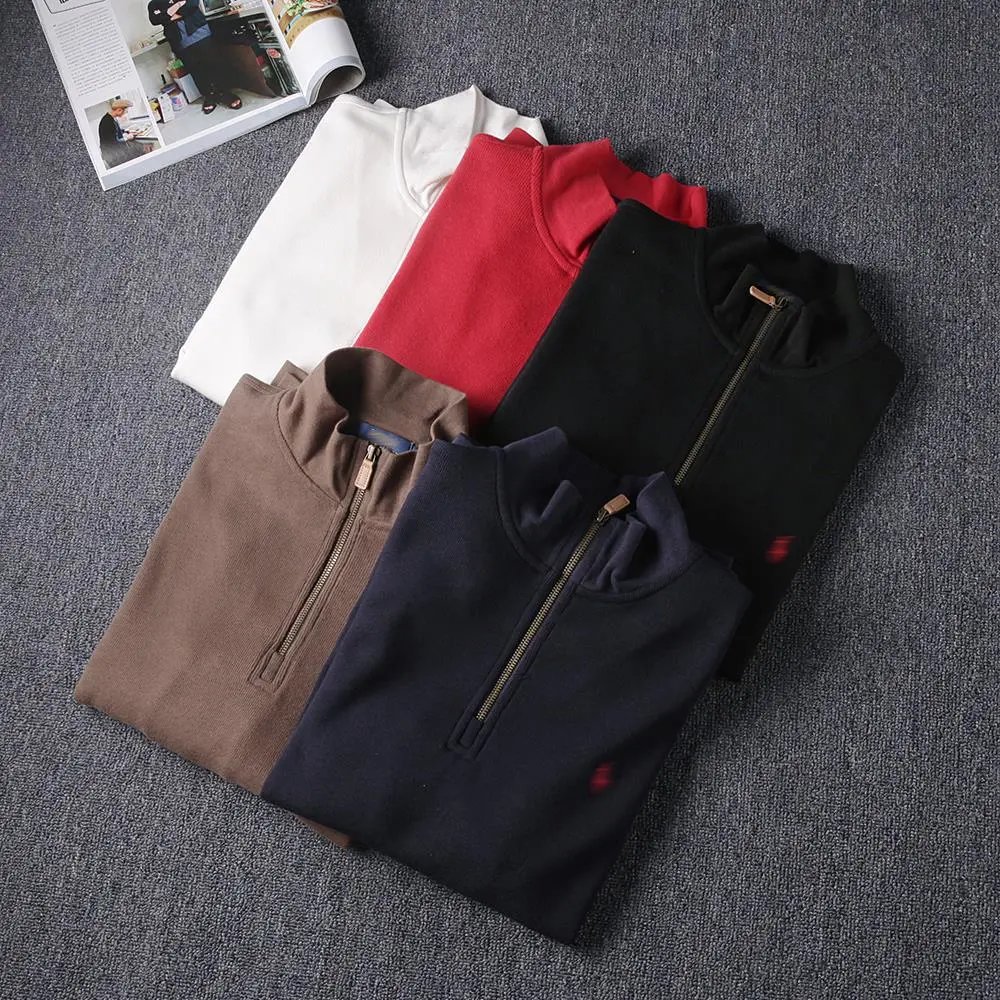 New Men's Knitted Half Chest Zipper Hoodie Sweatshirt Comfortable and Versatile
