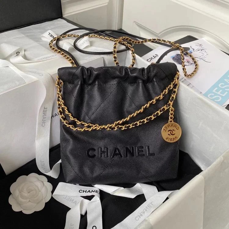 Full set packaging Chanel 23K new grain mini 22 Bag handbag chain bag shoulder bag crossbody bag women's bag