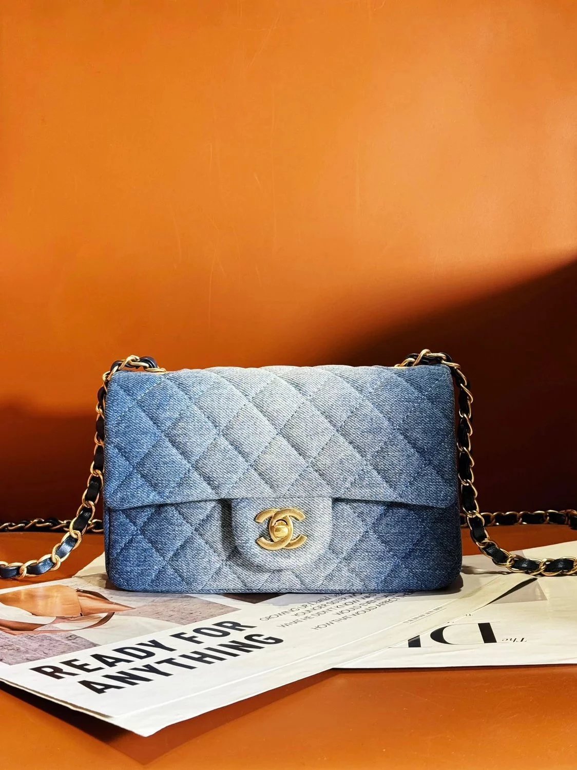 24S Spring/Summer CF Small/Mid Gradient Denim Single Shoulder Crossbody Women's Bag