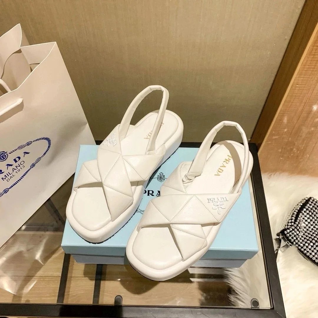 Prada Sandals Woven lug-sole slingback — p32