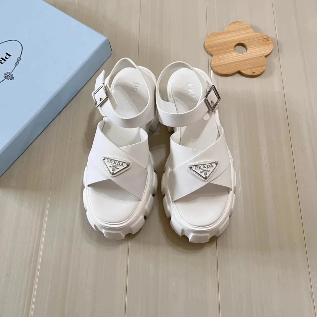 Prada Sandals Woven lug-sole slingback — p34
