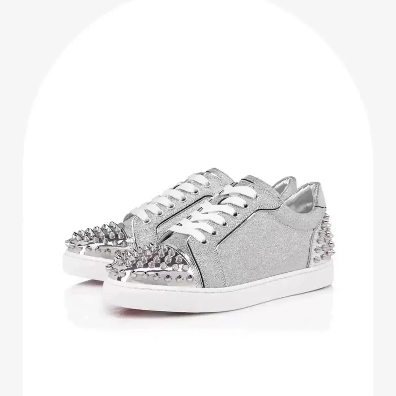 Christian Louboutin Louis Junior Spikes White Leather Sneakers - 8