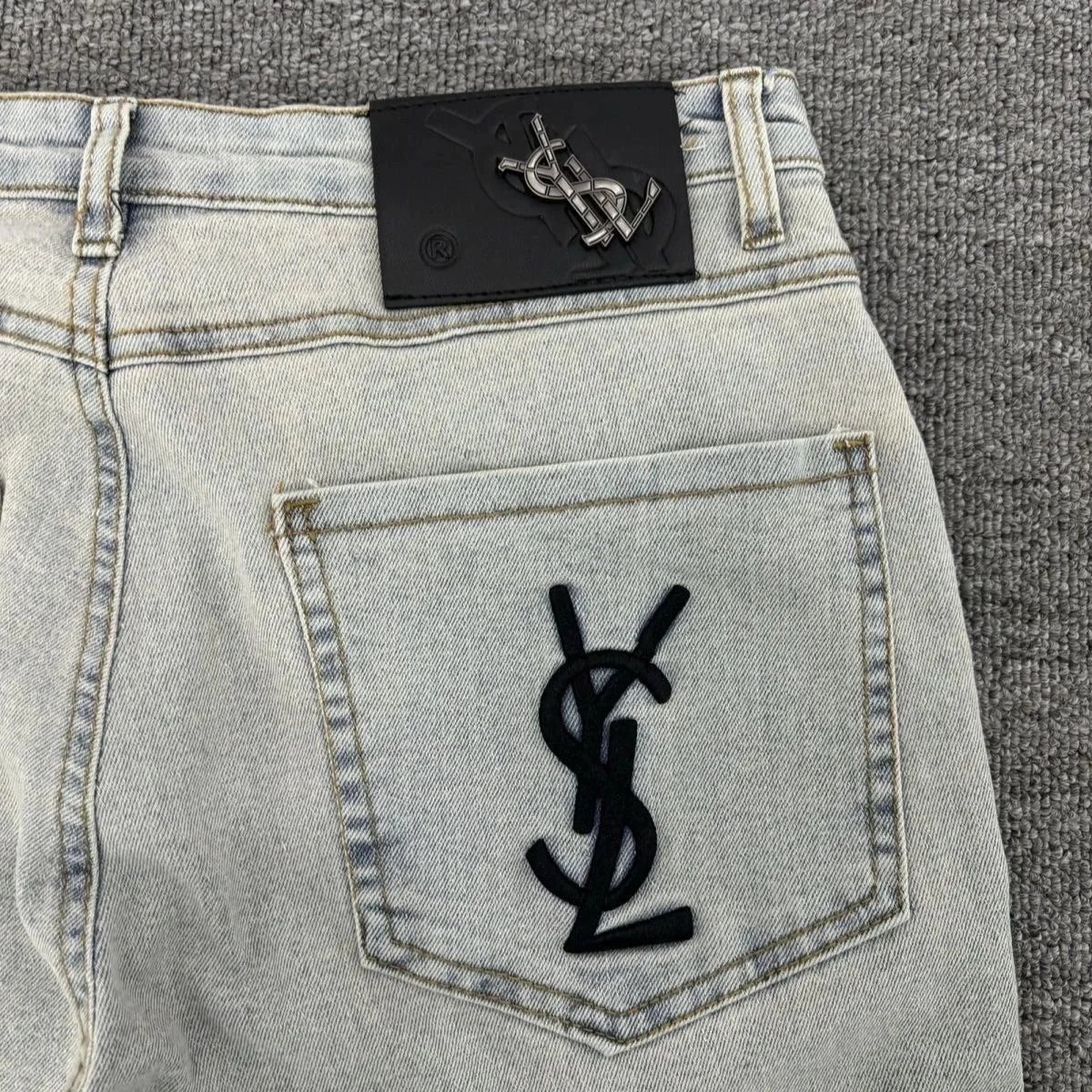 Saint Laurent YSL Logo Patch Slim Jeans
