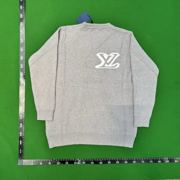 Louis Vuitton LV Monogram Knit Sweater Black with Light Blue Logo - 5