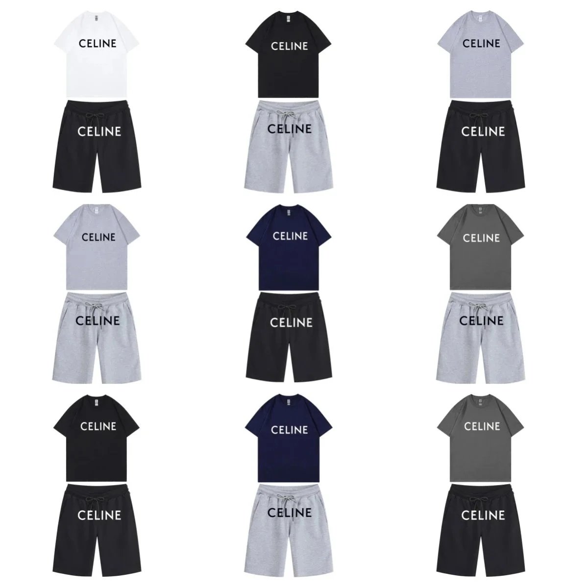 Celine Logo T-Shirt/Shorts Set