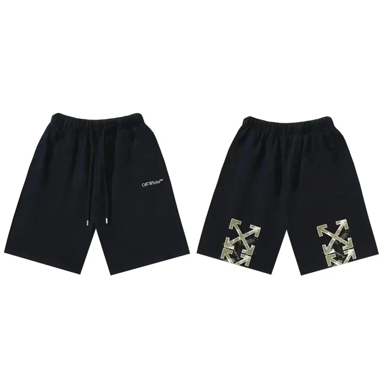 Off-White Short Black White Graphic Print Streetwear Shorts