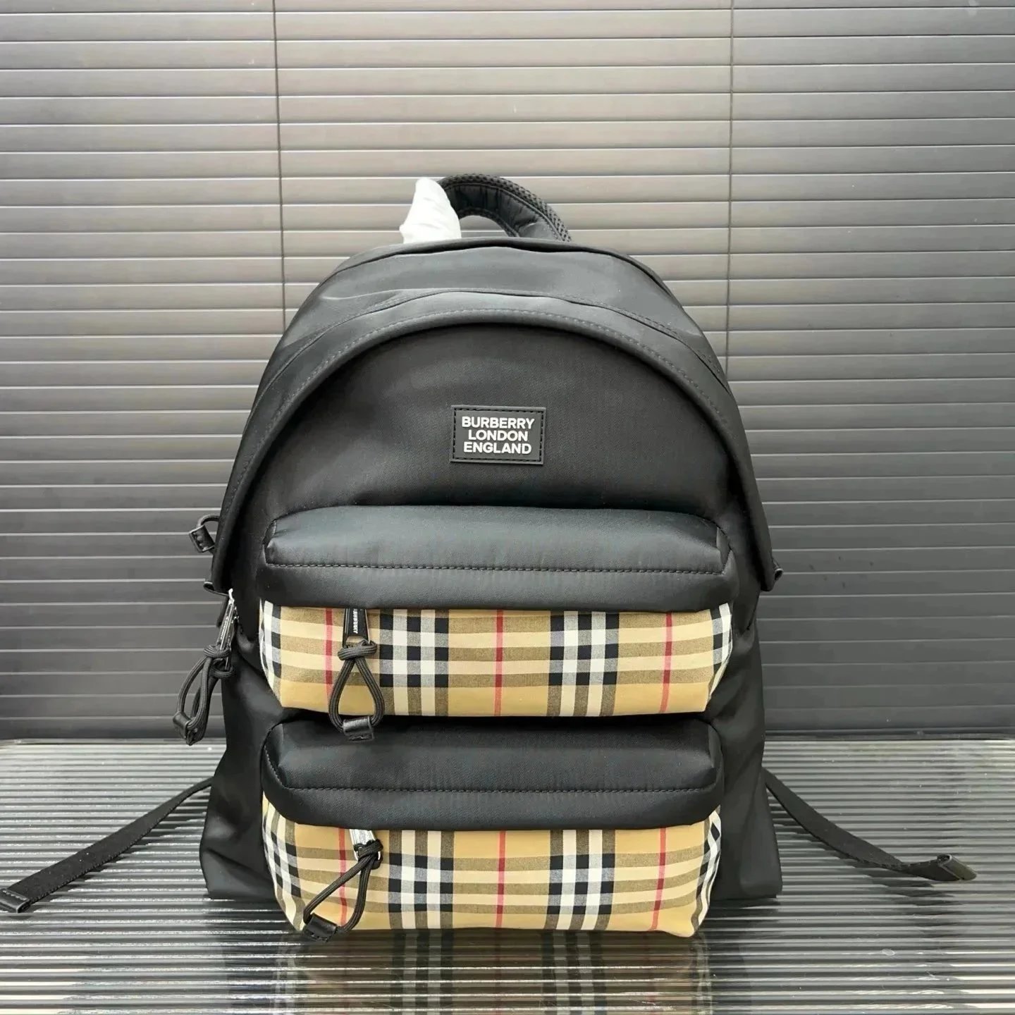 Burberry Monogram Print Blue Canvas Backpack - 8