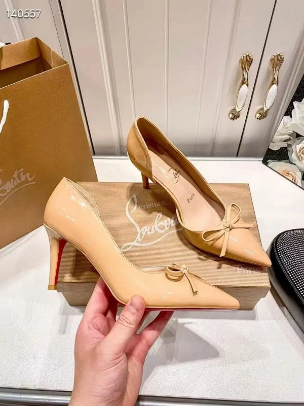 Christian Louboutin Pigalle Follies Beige Patent Leather Bow Stilettos product listing in Litbuy spreadsheet finds